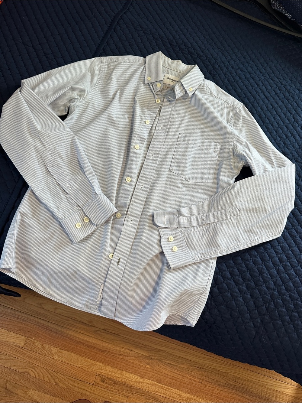 Goodfellow & Co Light Blue 100% Cotton Pinstripe Button-Down Shirt